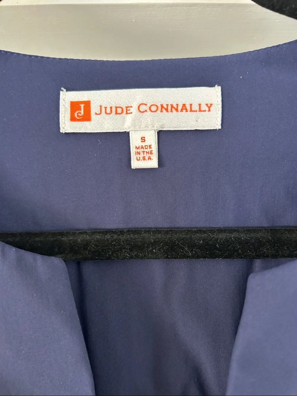 Jude Connally Navy Blue Shift Dress 3/4 Sleeve Pockets Size S
